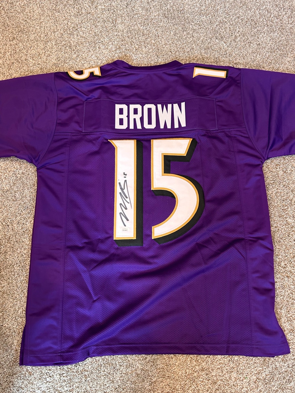 Marquise “Hollywood” Brown Signed Baltimore Ravens Jersey. Authenticated. #15